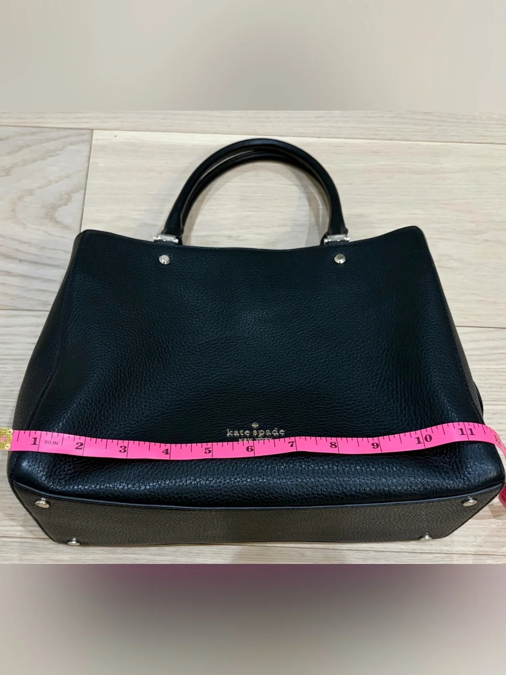kate spade New York Black Leather pebbled Tote bag with cross body strap